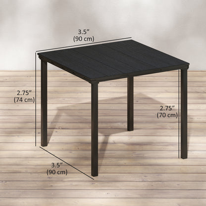 Outdoor Dining Table for 4, Square HDPE Patio Table with Metal Legs for Garden, Backyard, Balcony, Deck, Black