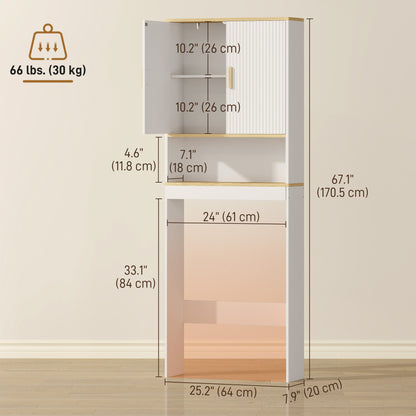 Over the Toilet Storage Shelf Adjustable Shelf Over the Toilet Storage Cabinet for Bathroom White and Oak