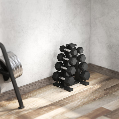 Soozier 100 LBS Hex Dumbbell Set with Rack, Rubber Coated Weights with Non-Slip Handles for Home Gym Strength Training