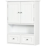 Bathroom Wall Cabinet, Medicine Cabinet, Over Toilet Storage Cabinet with Shelf and Drawers for Hallway, Living Room, White