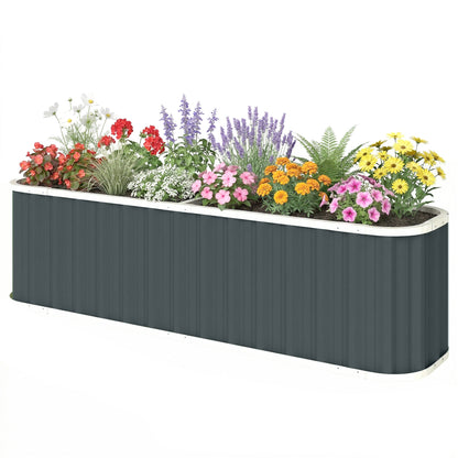 Galvanized Raised Garden Bed, Deep Root Planter Box, Outdoor Garden Bed with Plant Labels, 7' x 2' x 2', Dark Grey