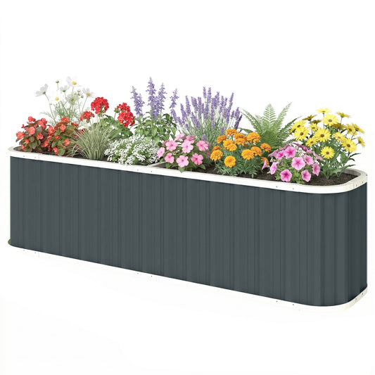 Galvanized Raised Garden Bed, Deep Root Planter Box, Outdoor Garden Bed with Plant Labels, 7' x 2' x 2', Dark Grey