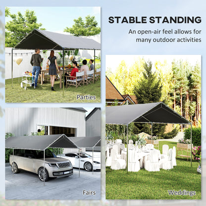 10'x20' Carport Heavy Duty Galvanized Car Canopy with Included Anchor Kit, 3 Reinforced Steel Cables, Grey