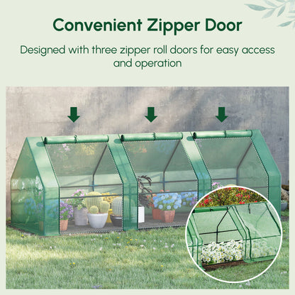 9' x 3' x 3' Portable Mini Greenhouse Tunnel Growing Tent Plants Flower Warm House w/ Zippered Roll-up Doors, PE Cover, Green