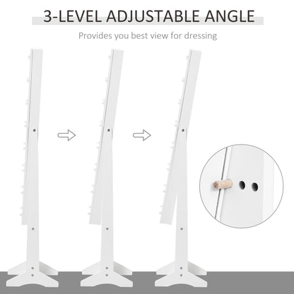 Free Standing Armoire Organizer, Lighted Mirrored Jewelry Cabinet w/ Angle Adjustable & 16 LED Lights Warm White