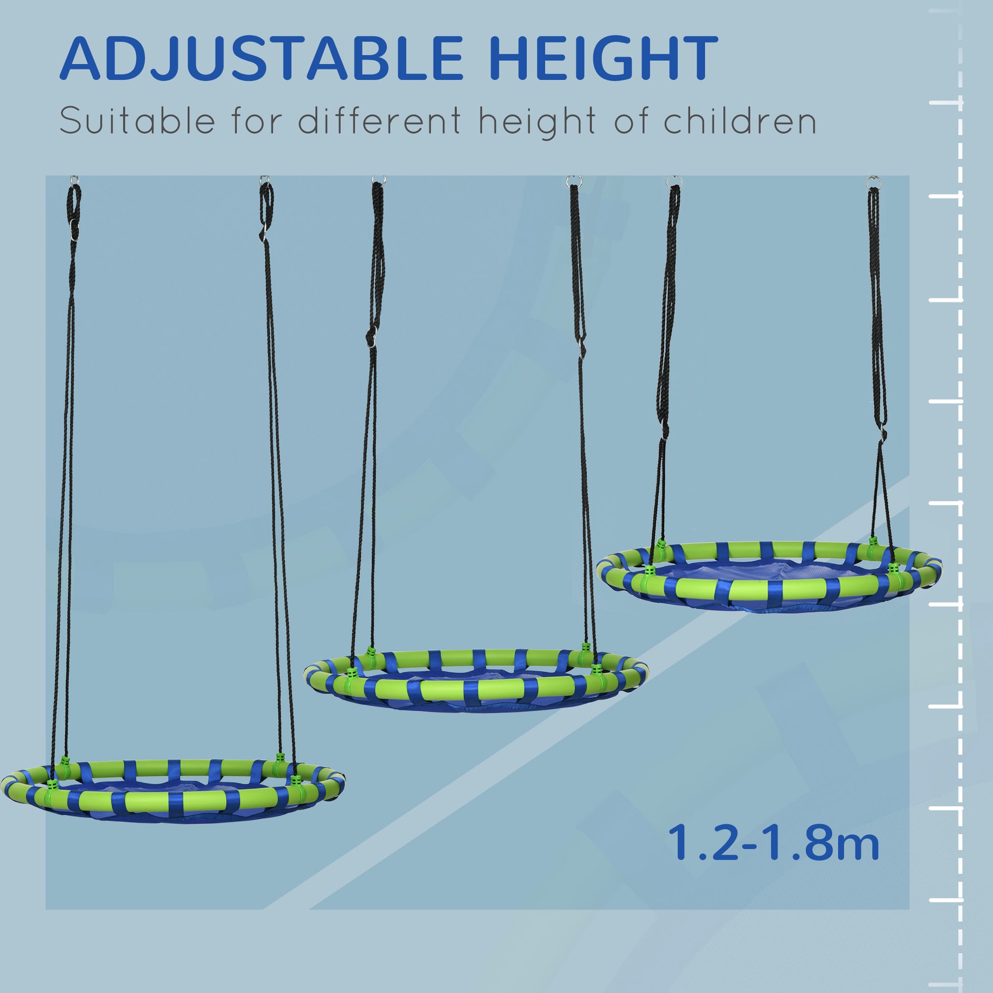 40 Inch Saucer Tree Swing Set for Kids with Adjustable Hanging Ropes, Steel Frame for Kids, 330lbs Capacity, Blue