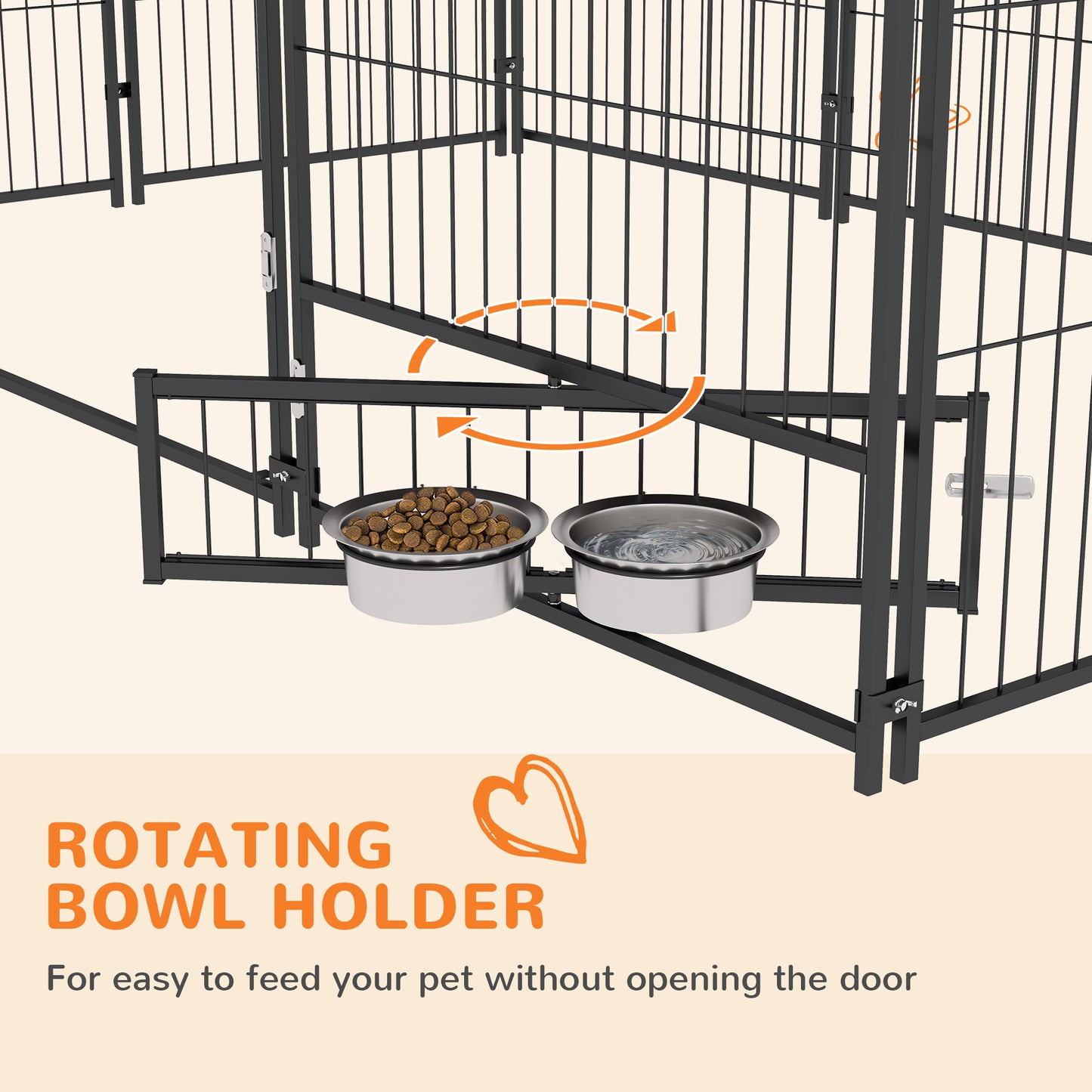 6.9' x 4.6' x 5' Outdoor Dog Kennel with Canopy, Rotating Bowls, Coffee