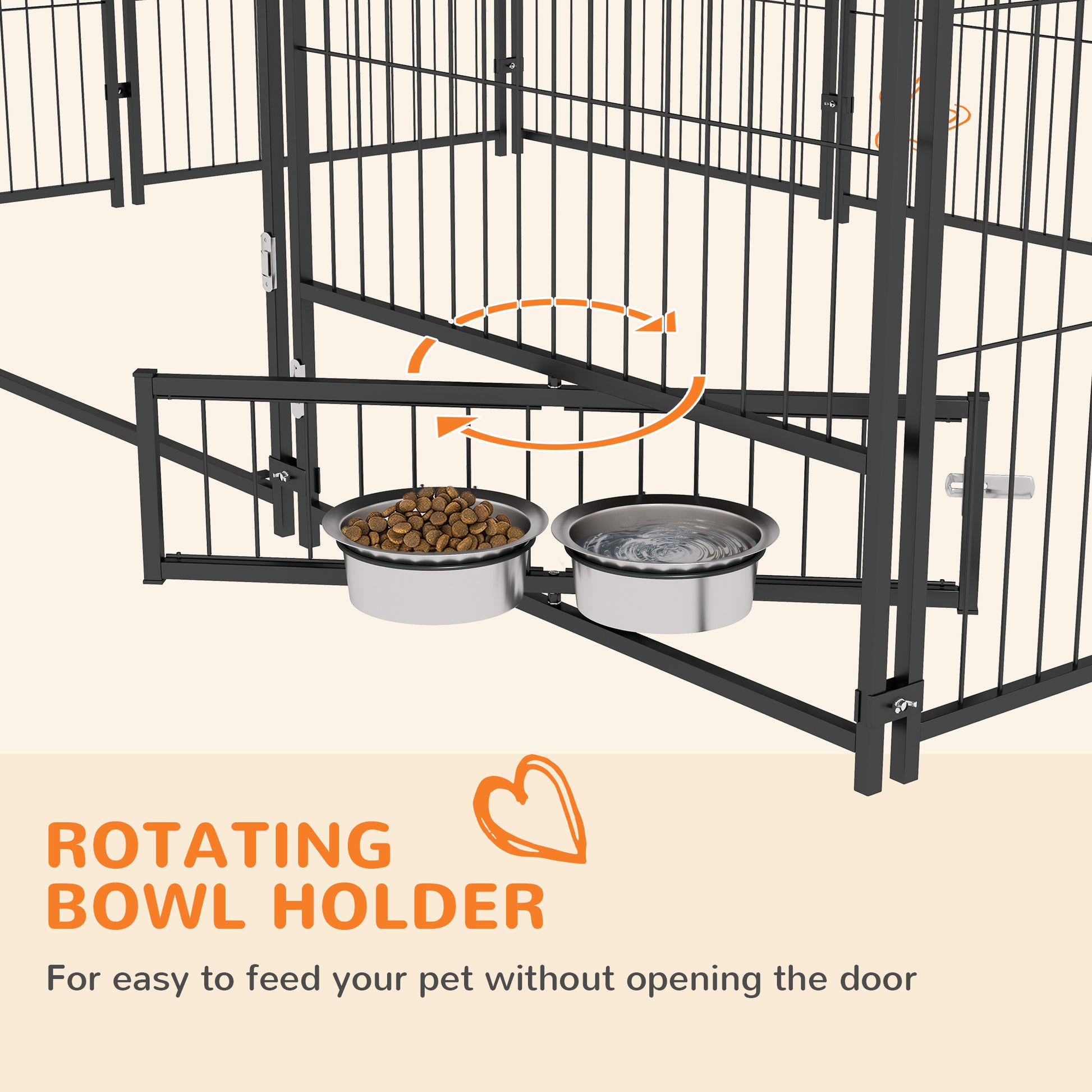 6.9' x 4.6' x 5' Outdoor Dog Kennel with Canopy, Rotating Bowls, Coffee