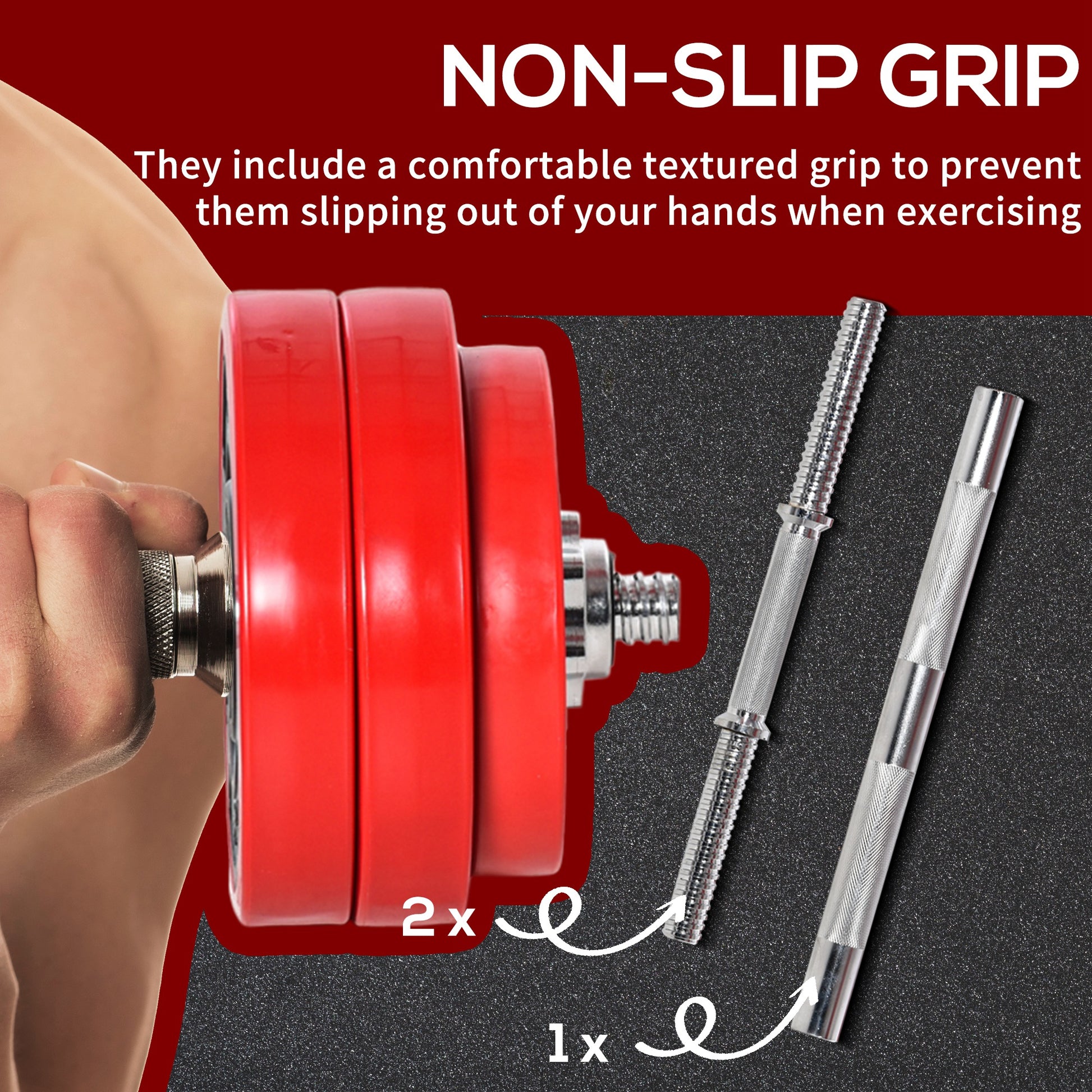 Soozier 66lbs 2-In-1 Dumbbell & Barbell Adjustable Set Strength Muscle Exercise Fitness Plate Bar Clamp Rod Home Gym Sports Area