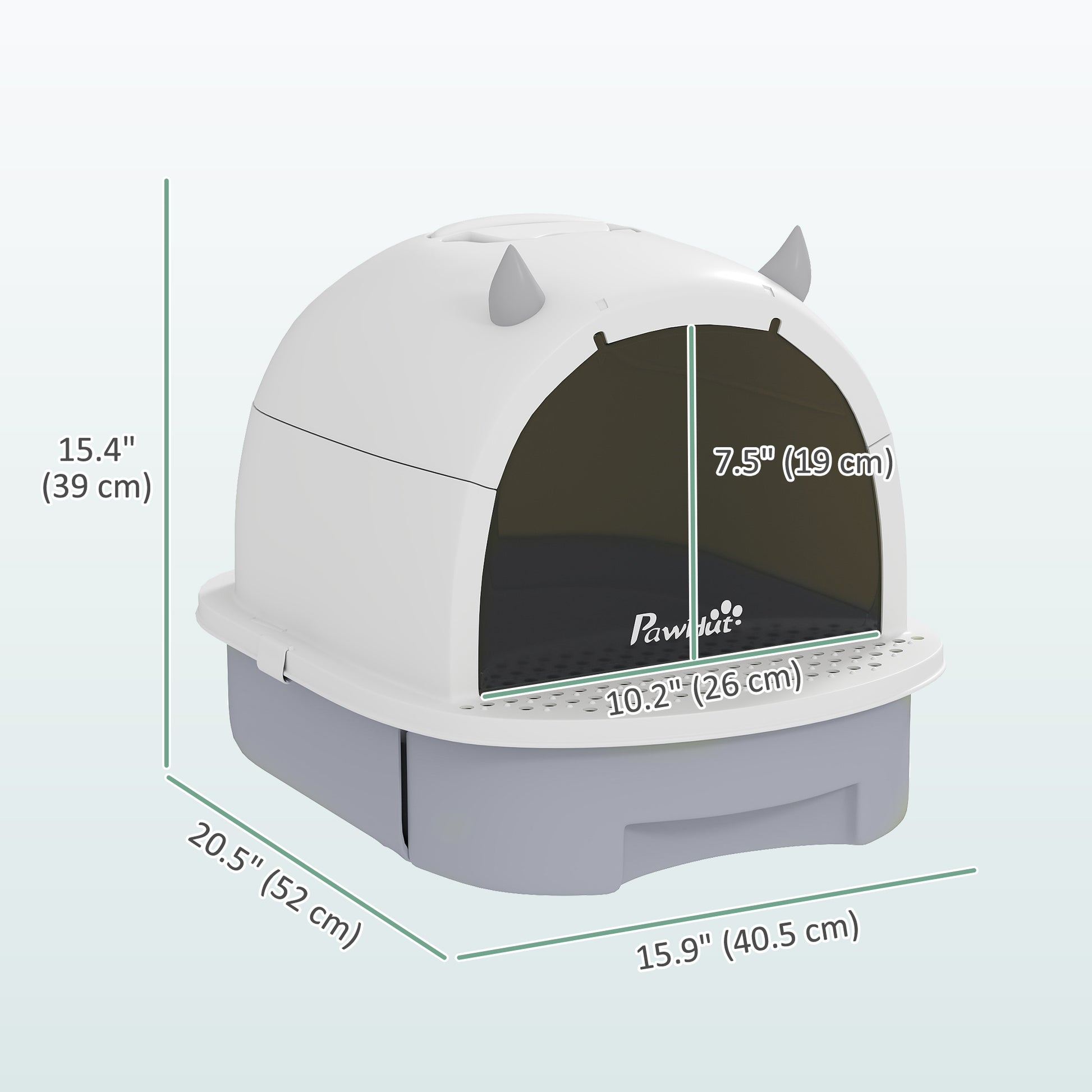 Cat Litter Box with Lid, Front Door Flap, Scoop, Handle, Easy Clean, for Small and Medium Cats, Grey