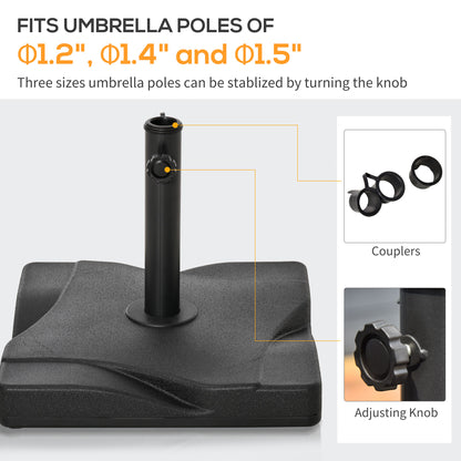 44lbs Square Cement Patio Umbrella Base Stand, Outdoor Garden Parasol Base Umbrella Weight Stand Holder Fits Φ1.3", Φ1.5" and Φ2.0" Pole - Black
