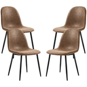 Retro Dining Table Chairs Set of 4, PU Leather Upholstered Kitchen Table Chairs for Living Room, Bedroom