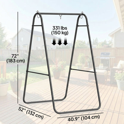 Hanging Hammock Stand Only Heavy Duty Steel A-Frame for Hanging Hammock, Max Load 330 LBS, Black