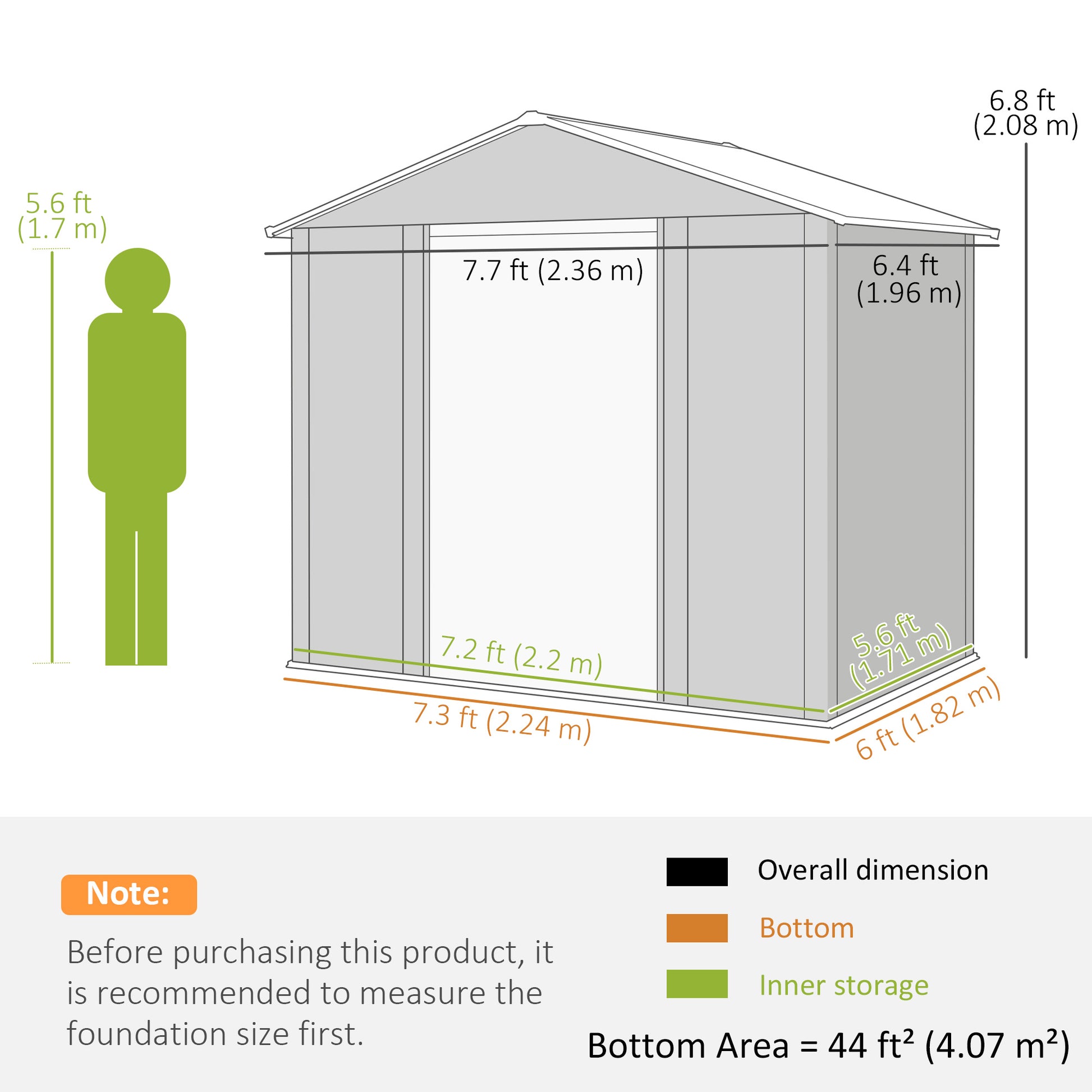 7.7' x 6.5' Outdoor Metal Garden Shed with Lock and Ventilation Gardening Tool Storage, Dark Brown