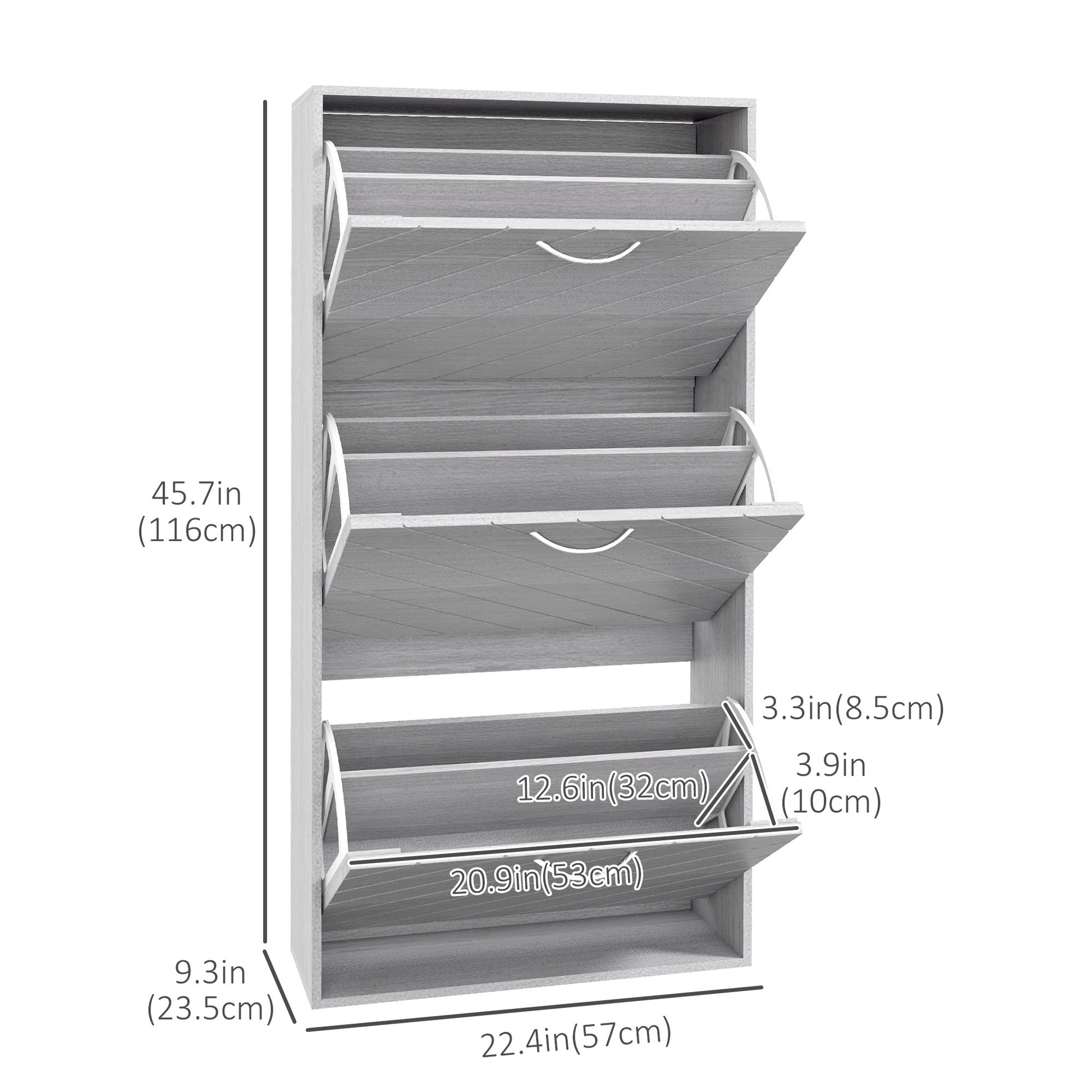 Shoe Storage Cabinet with 3 Flip Drawers, Narrow and Slim, 12 Pair of Shoes Organizer for Hallway, Entryway