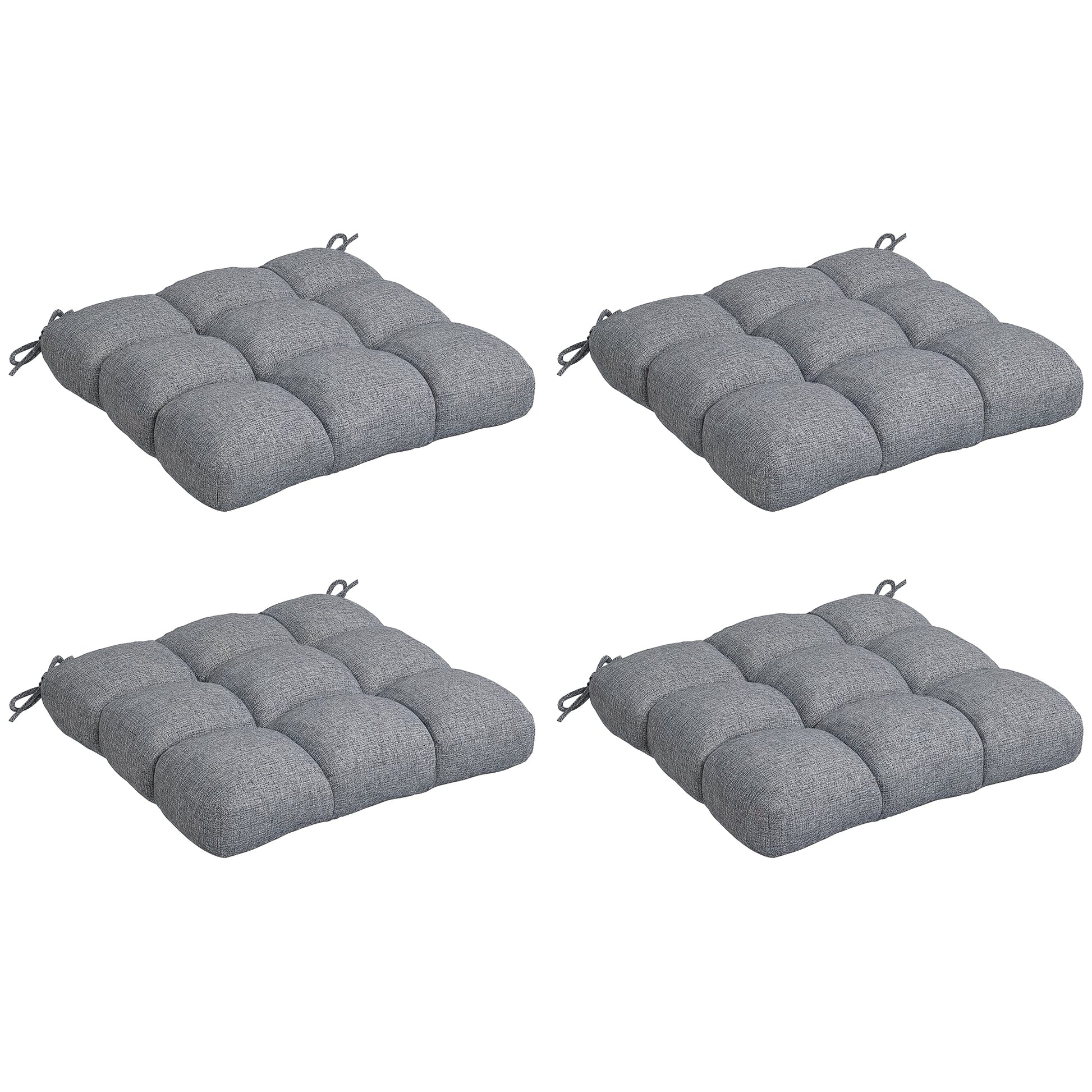 4-Piece Seat Cushion Pillows Replacement, Patio Chair Cushions Set with Ties for Indoor Outdoor