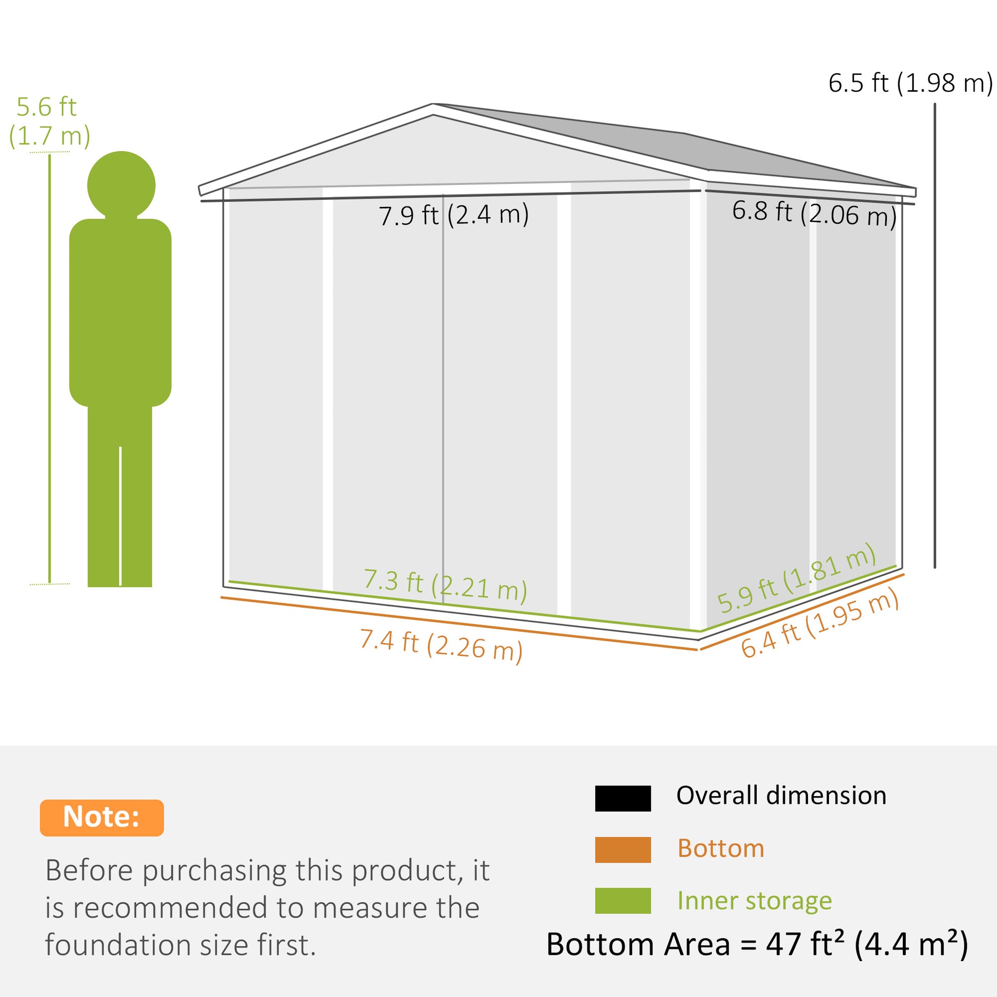 8' x 7' Outdoor Storage Shed, Easy to Assemble, Upgraded Galvanized Metal Garden Shed with Lockable Doors, Floor Frame and Gloves for Backyard, Lawn, Patio, Dark Grey