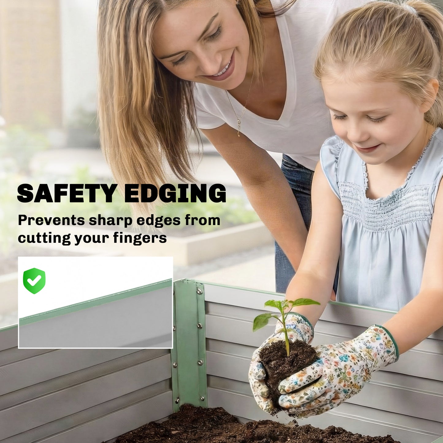 8' x 4' x 2' Raised Garden Bed, Galvanized Planter Box for Growing Flowers, Herbs and Vegetables, Light Green