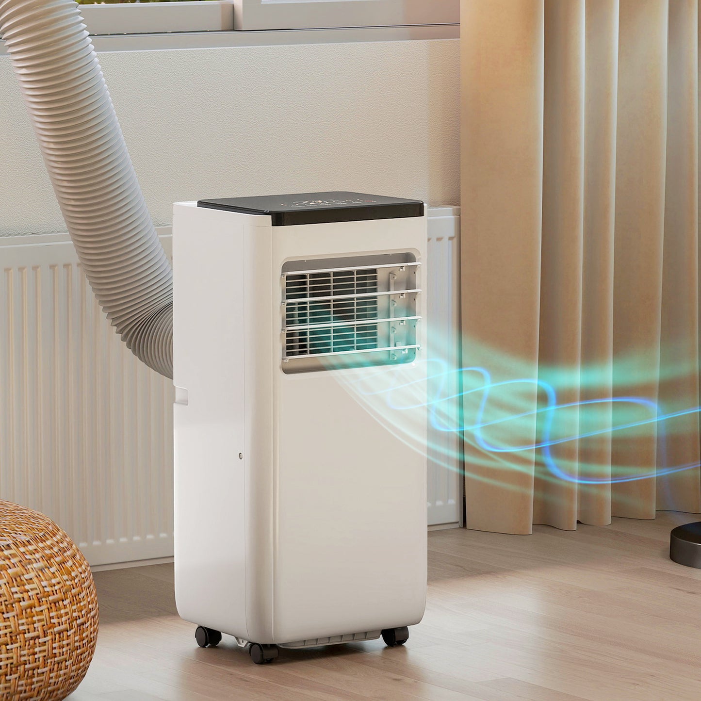 10000 BTU Portable 4-in-1 Air Conditioner with Cool, Dehumidifier, Fan, Sleep, WiFi Voice Remote Control, White