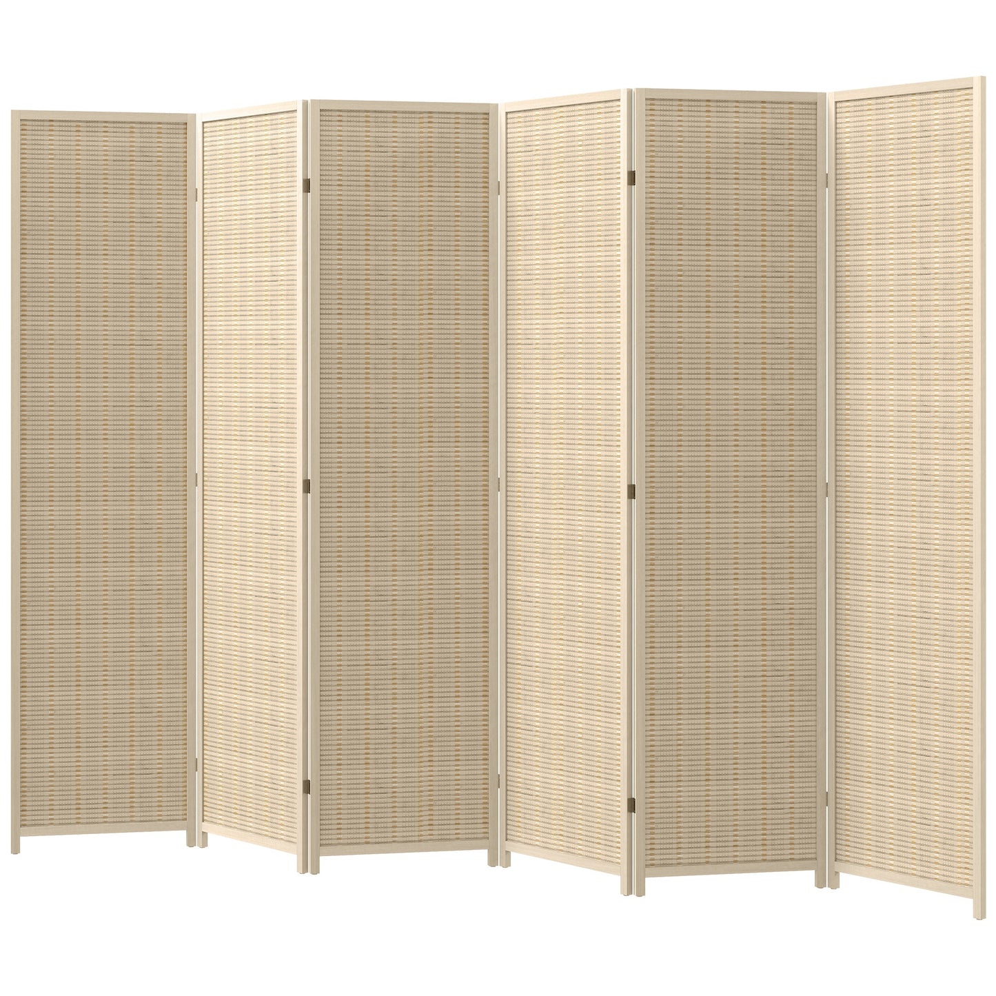 Woven Bamboo Room Divider, 6 Panel Folding Indoor Privacy Screens for Home Office, Natural Wood