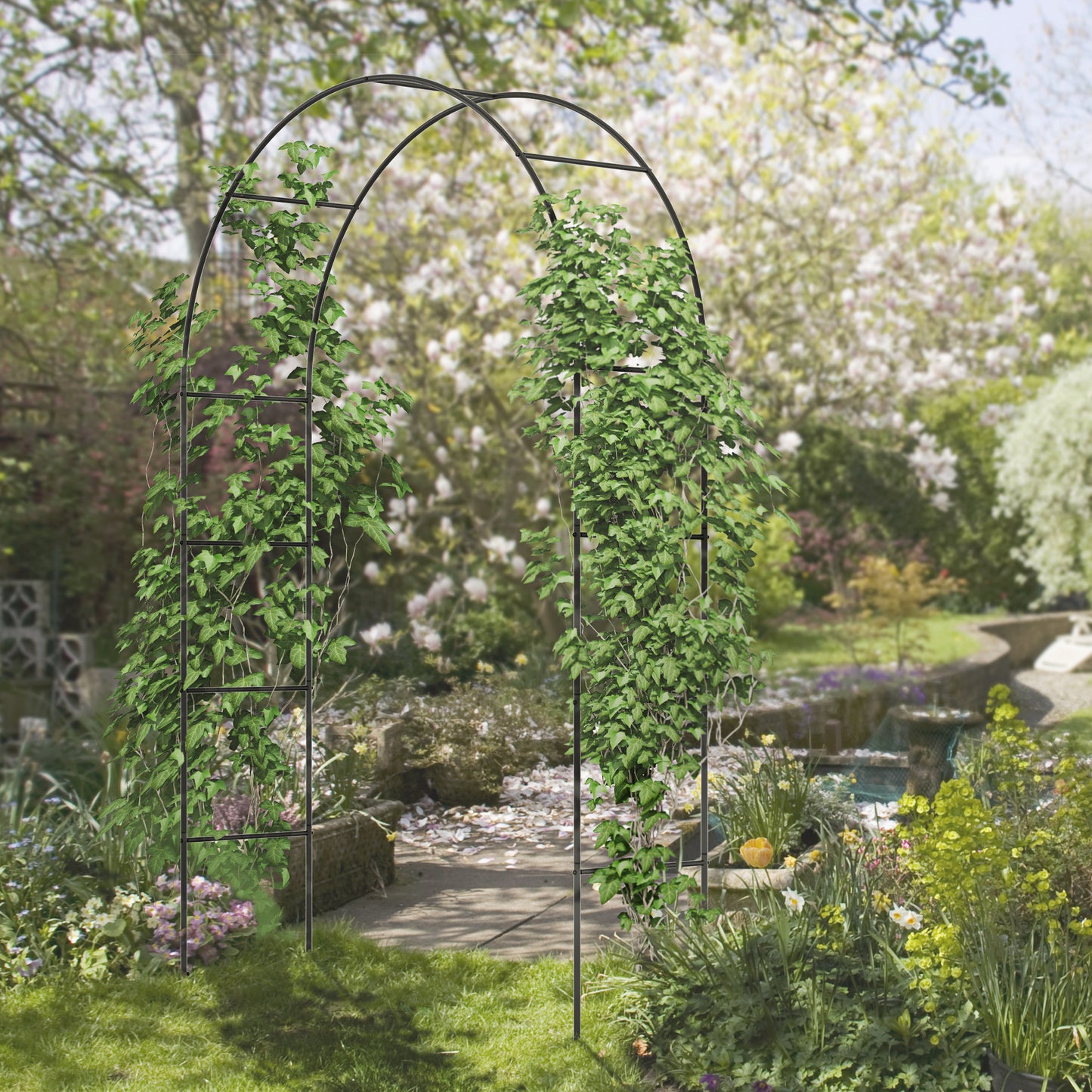 7.9FT Garden Arch Trellis, Metal Arch, Outdoor Garden Arbor for Climbing Plants, Wedding Decoration