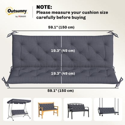 3 Seater Outdoor Seat Pads Bench Swing Chair Replacement Cushions Backrest for Patio Garden, Dark Grey