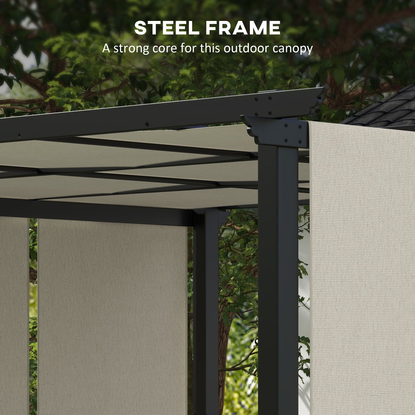 10' x 12' Metal Pergola, Outdoor Pergola with Retractable Canopy, for Garden, Patio, Backyard, Deck