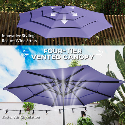 10.7FT Patio Umbrella with 8 Ribs, Crank, Push Button Tilt, Air Vents, for Backyard, Deck and Lawn, Purple