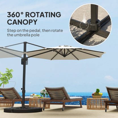 10' Offset Patio Umbrella Cantilever Umbrella with Aluminium Pole 360° Rotation and Tilt Adjustment, White