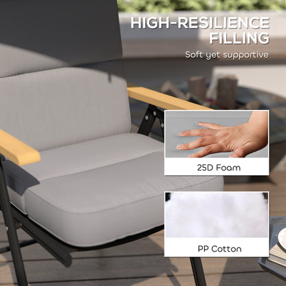 Outdoor Seat Cushion with Back, Outdoor Chair Cushion with Ties and Adjustable Strap, UPF 20+Non-Slip Patio Cushion Replacement for Outdoor Chair, Light Grey