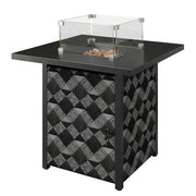 Propane Fire Pit Table, 28 Inch Gas Fire Pit with Explosion-Proof Net and Glass Wind Guard, Gas Tank Holder