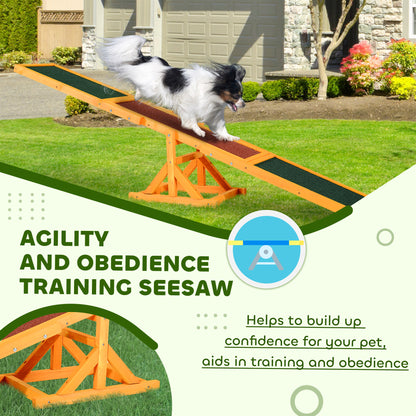 Wood Pet Seesaw Platform Dog Agility Training Equipment Run Game Toy Weather Resistant Pet Supplies Natural