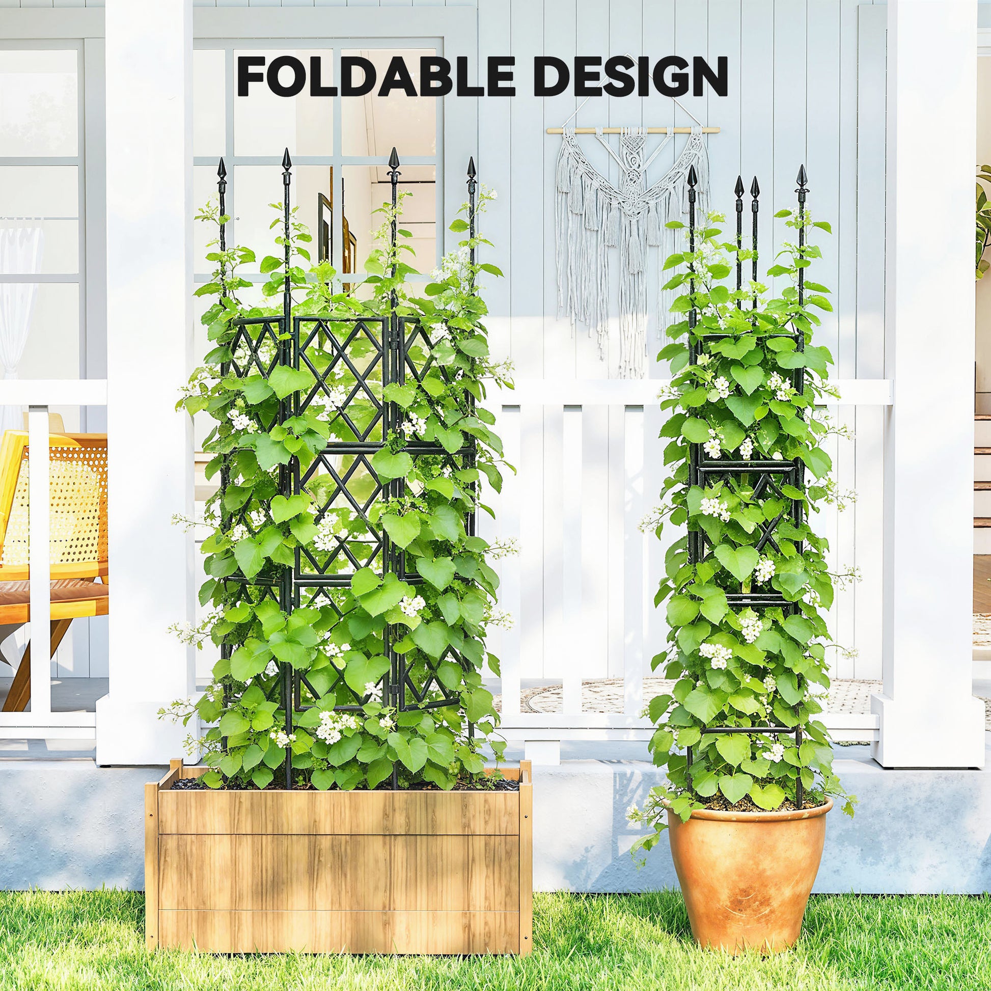 Foldable Garden Trellis, 33.5 x 77.6 Inch Lattice Climbing Support Trellis for Garden, DIY Assembly, Black