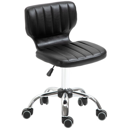 Height Adjustable Salon Stool, PU Leather Rolling Stool with Back, Wheels for Beauty, Spa, Tattoo, Home Office, Black