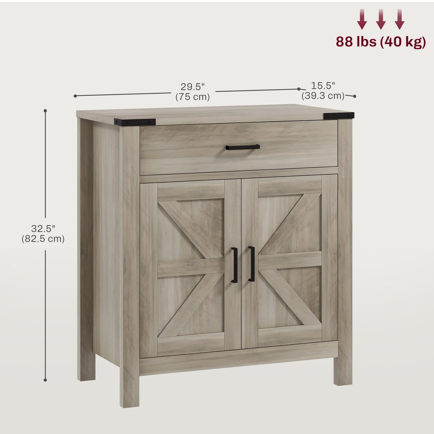 Sideboard Buffet Cabinet, Farmhouse Kitchen Storage Cabinet w/ Drawer and Shelf for Living Room, Entryway