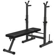Soozier Adjustable Weight Bench, Foldable Bench Press with Barbell Rack and Dip Station for Home Gym, Strength Training Multiuse Workout Bench, Black