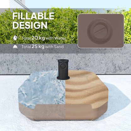 Square Patio Umbrella Base Holder, Outdoor Umbrella Stand, 17.7" L x 17.7" W x 9.8" H Brown