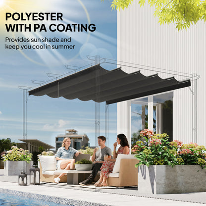 8.5' x 11.5' Retractable Pergola Canopy Replacement, Fit 10' x 13' Frame, Pergola Cover Replacement Top Only, Dark Grey