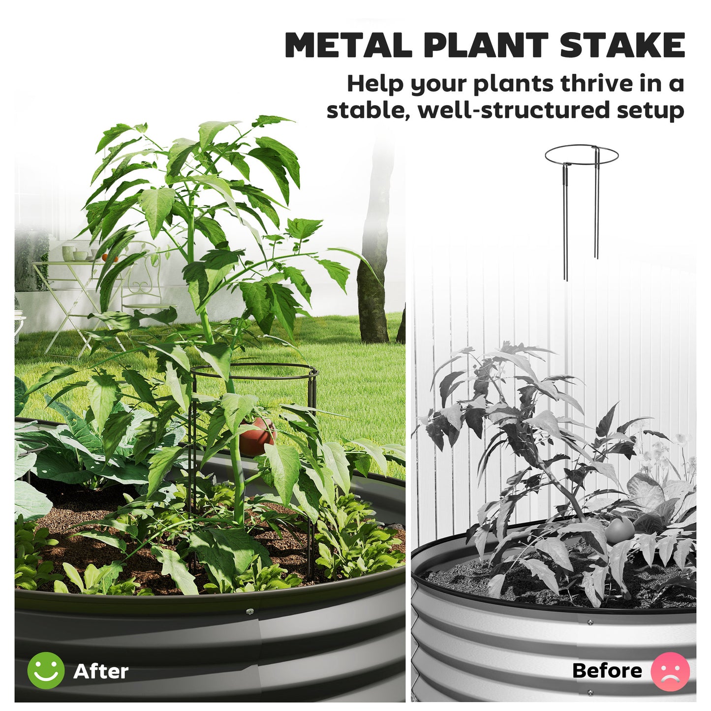 6' x 3' x 1' Large Outdoor Planter Box, Galvanized Raised Garden Bed with Metal Plant Stake, Black