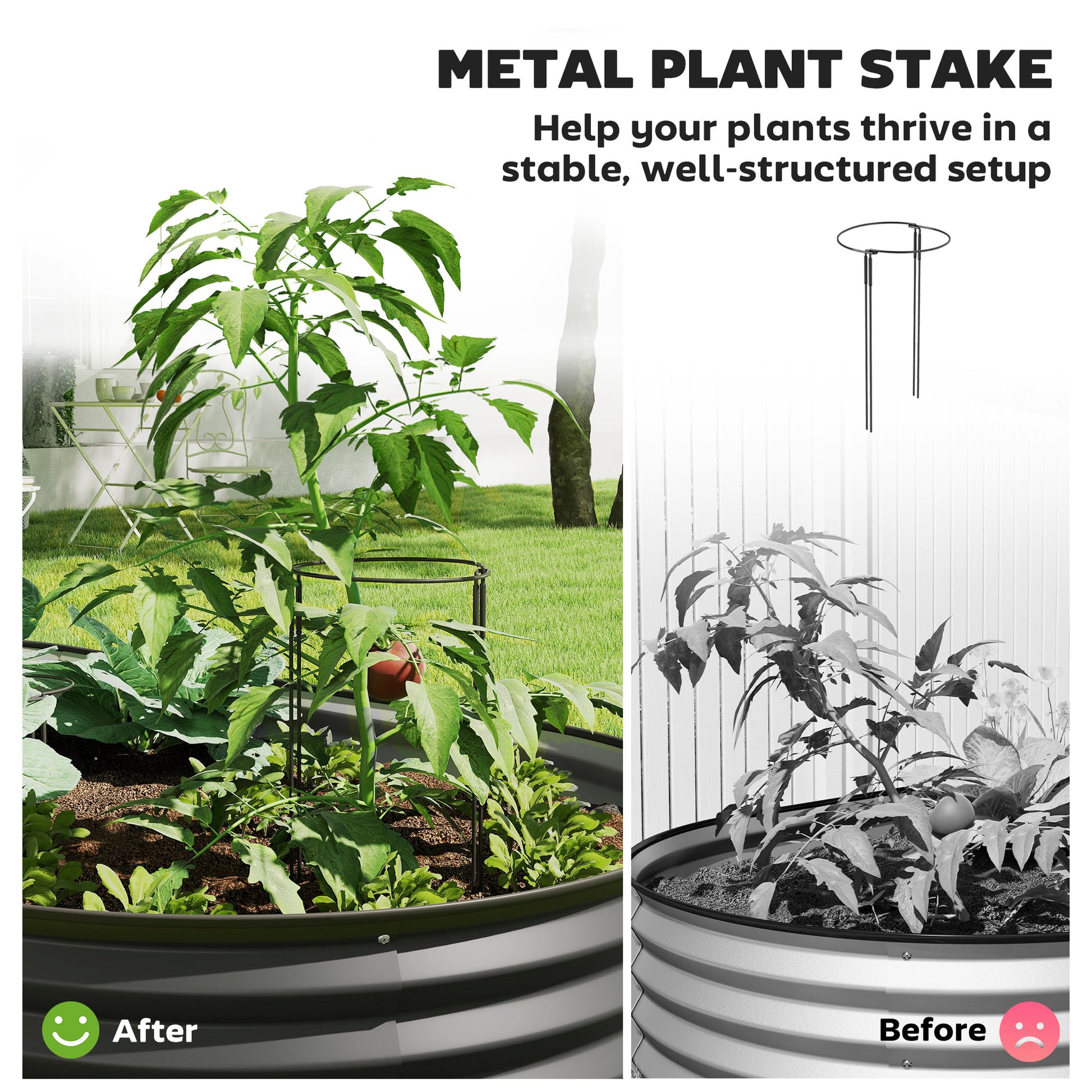 6' x 3' x 1' Large Outdoor Planter Box, Galvanized Raised Garden Bed with Metal Plant Stake, Black