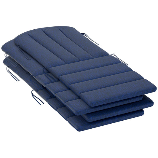 Set of 4 Patio Chair Cushions, High Back Adirondack Chair Cushion with Ties, High-Density Foam, Navy Blue