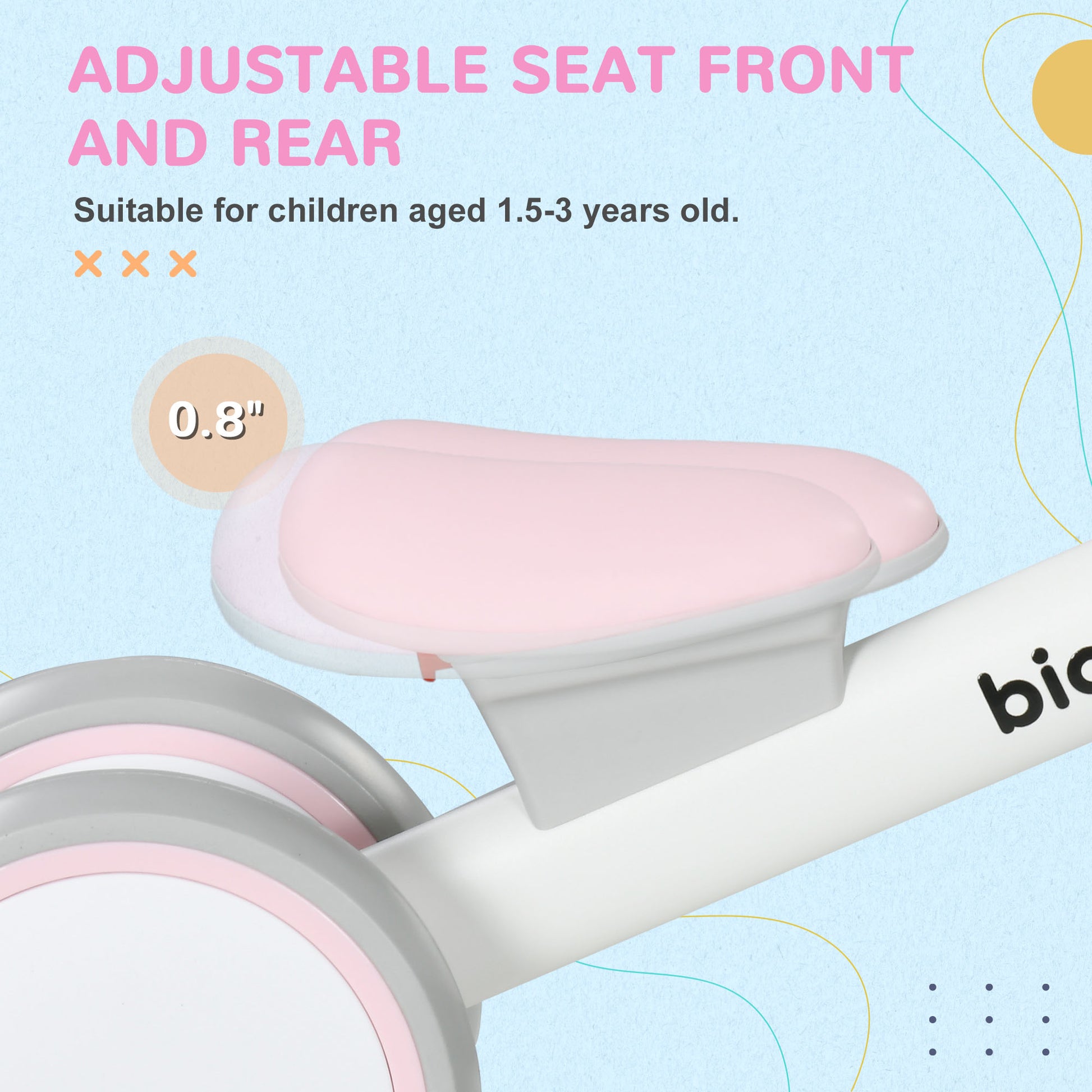 Qaba Toddler Balance Bike for 12–36 Months with Adjustable Seat, Removable Basket, 4 Silent Wheels, Pink