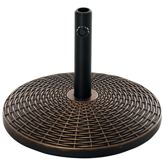 55 lbs Round Cement Patio Umbrella Base 21" Heavy Duty HDPE Parasol Umbrella Stand Holder with Rattan Design for Patio, Outdoor, Backyard, Bronze