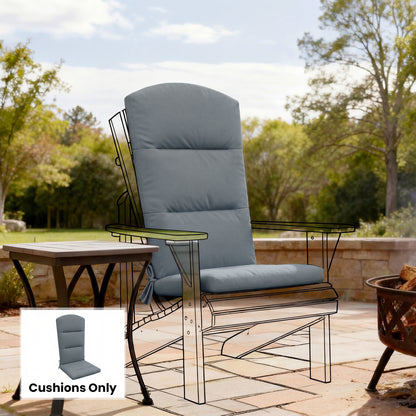 Patio Chair Cushion for Adirondack Chairs Replacement Cushion with Back and Ties, Dark Grey