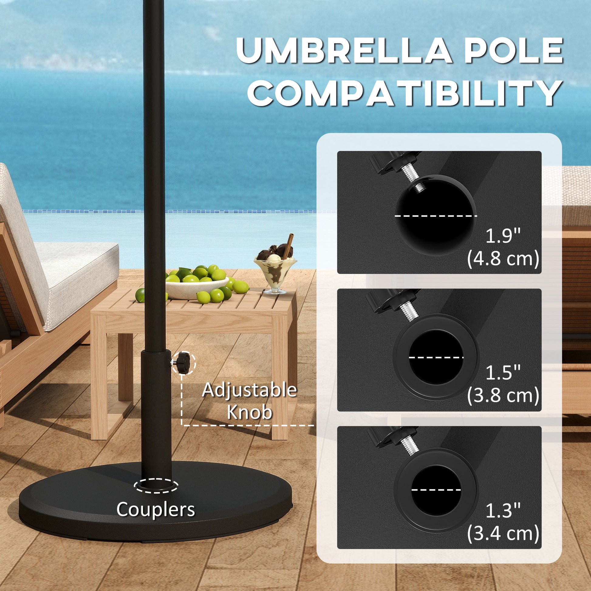 29 lbs Cement Patio Umbrella Base, 19" Heavy Duty Parasol Stand Market Umbrella Base Holder