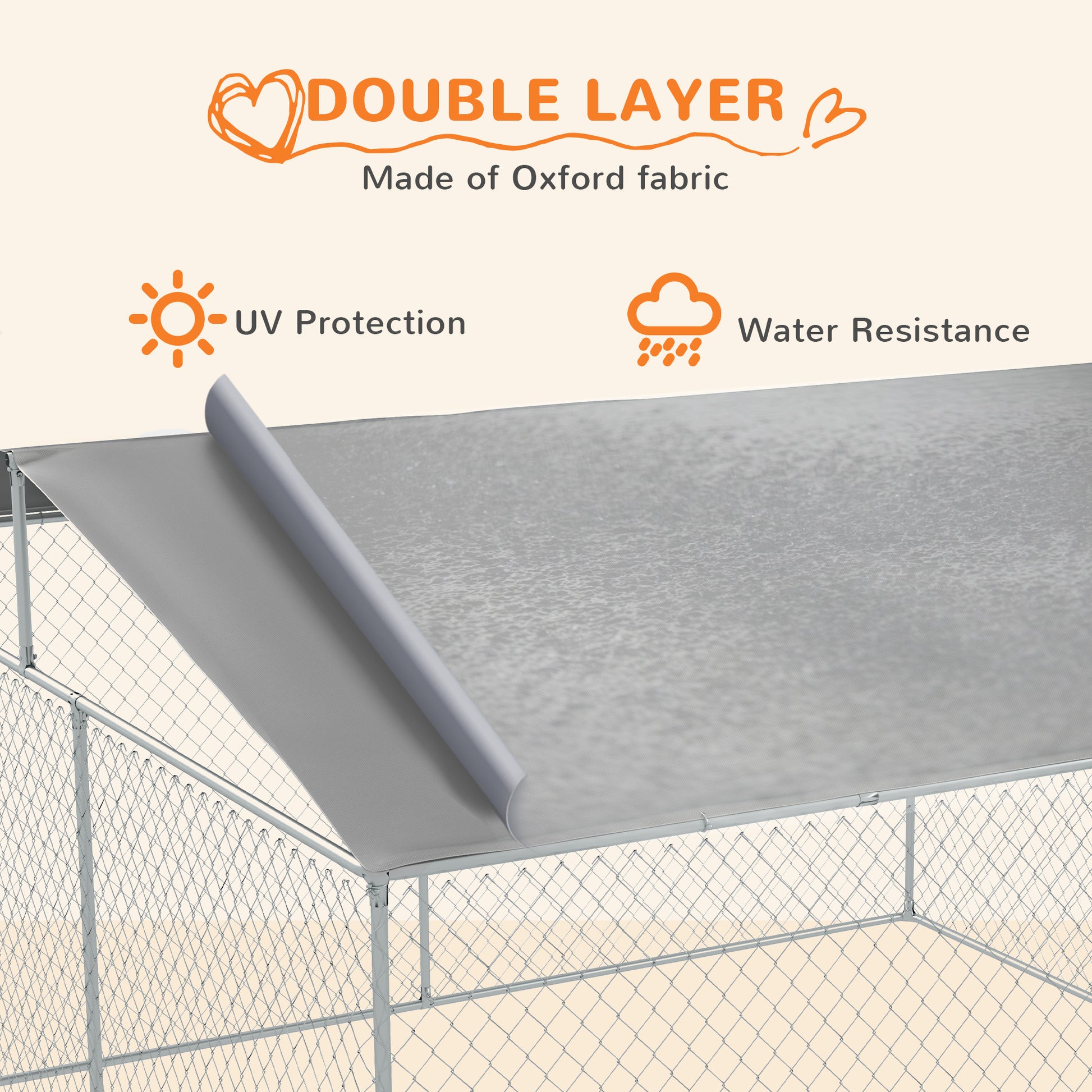 Dog Kennel Outdoor, Heavy Duty Playpen with Secure Lock, Cover, for Backyard & Patio, 13.1' x 13.1' x 7.5'