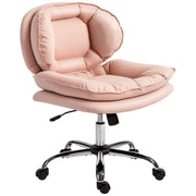 Criss Cross Chair, Swivel Wide Office Chair with Leathaire Upholstery, Tilting, No Arm, Pink