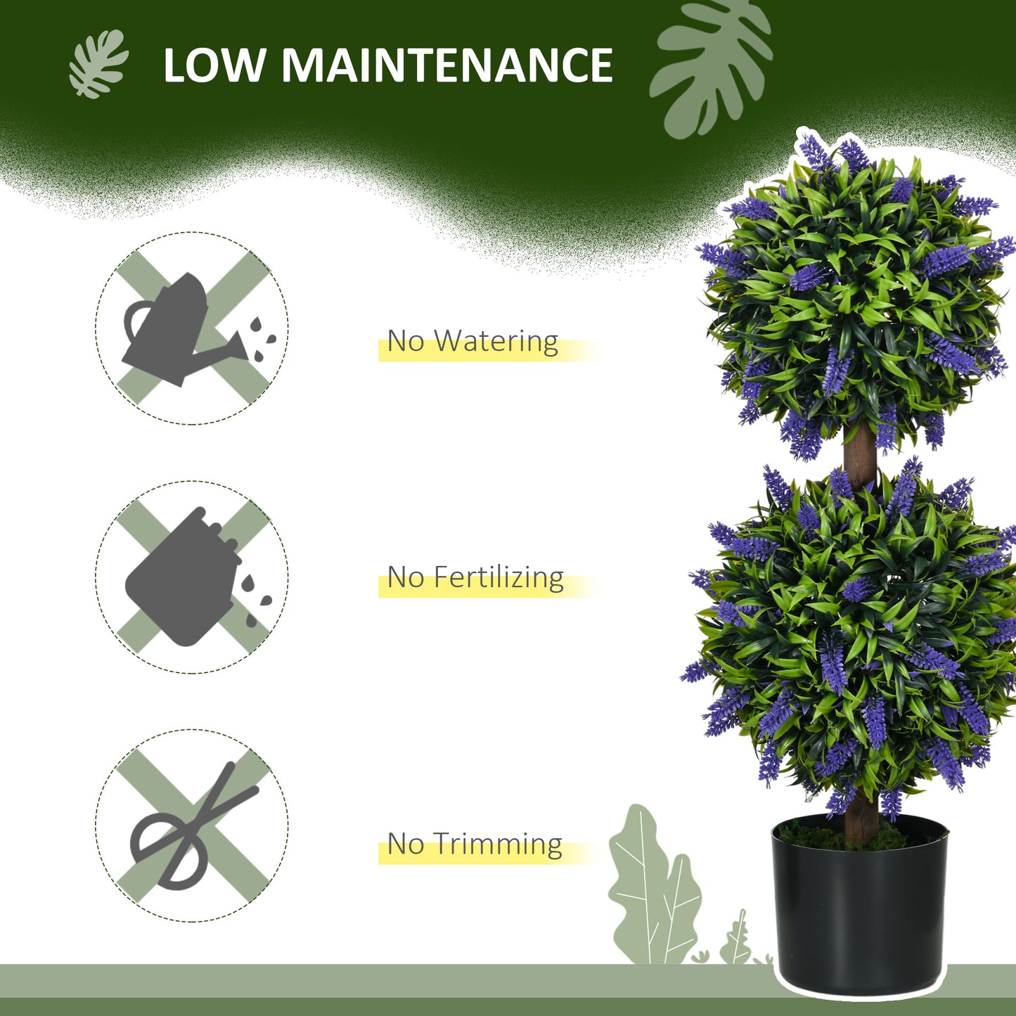 2.3ft Set of 2 Artificial Plants, Lavender Flowers Ball Trees with Pot, for Home Indoor Outdoor Decor