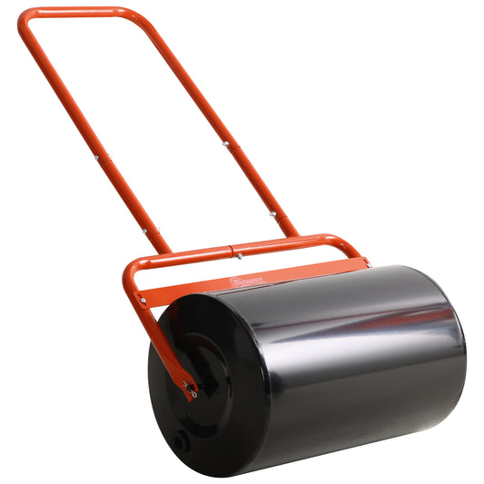 Heavy Duty Lawn Roller, 20" Push/Tow Behind Sod Roller, Grass Flattener Filled with 11gal Water/136lbs Sand, Red