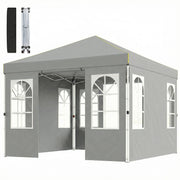 9.6 x 9.6 ft Pop Up Canopy Tent with 4 Sidewalls, UPF 50+ 1-Button Push Easy Setup Outdoor Instant Canopy, Light Grey